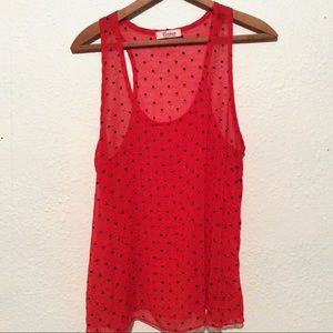 🌹Red sheer heart print tank top